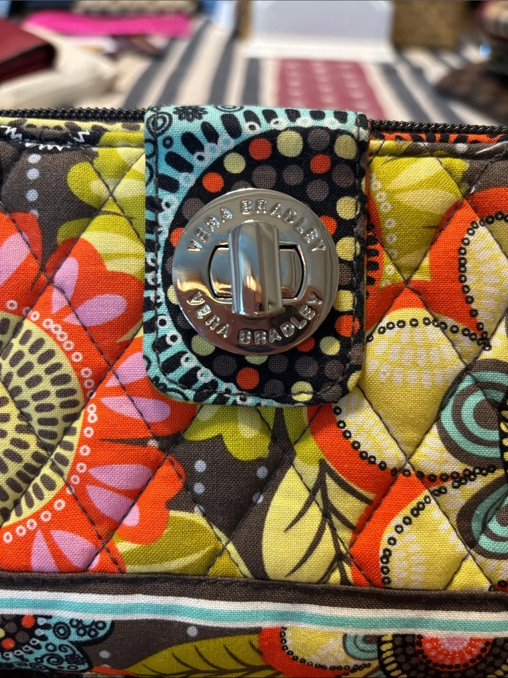 Vera Bradley Multicolor Floral Quilted Wallet with Turn-Lock